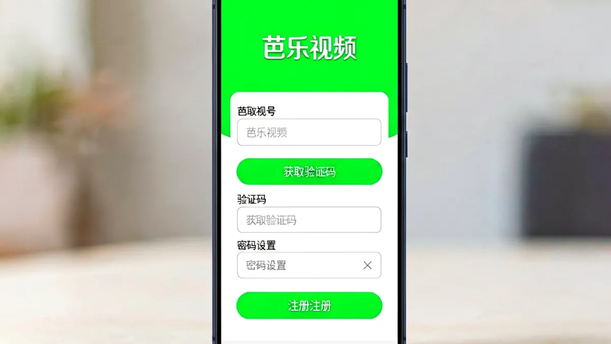 安卓手机屏幕上显示芭乐视频注册页面的手机号输入框和验证码填写区域